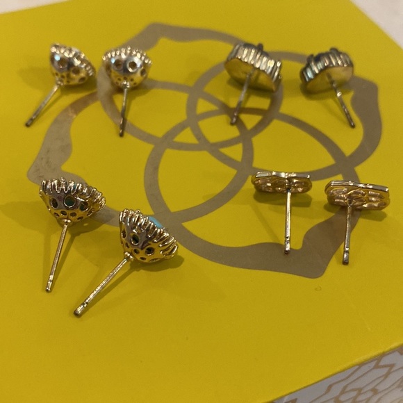 Kendra Scott Turquoise blue round stone with gold surround Earrings ** - Picture 3 of 4